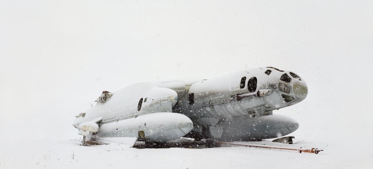 Danila Tkachenko: »#1«, 2013. Airplane - amphibia with vertical take-off VVA14. The USSR built only two of them in 1976, one of which has crashed during transportation. Russia, Moscow area, from the series »Restricted Areas«